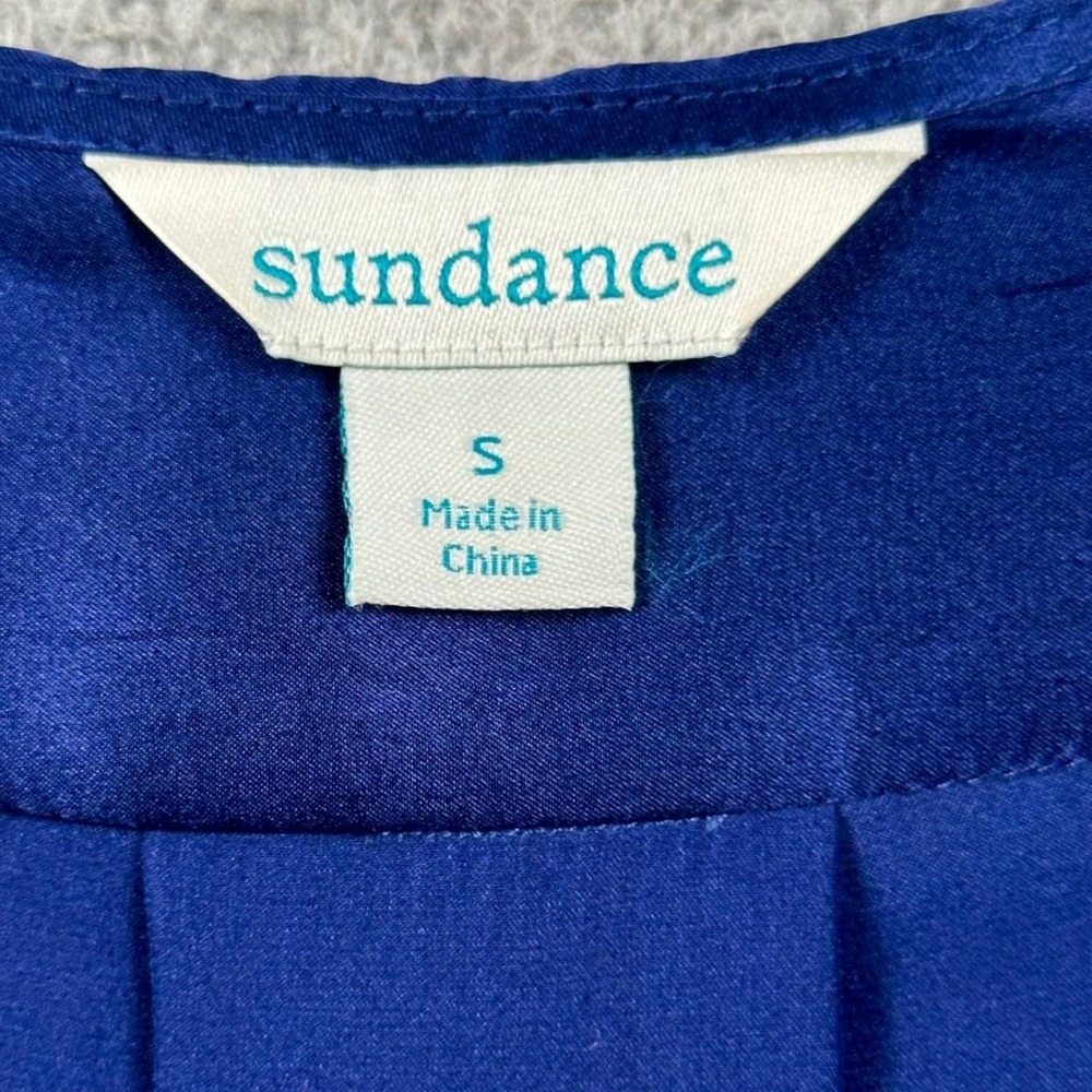 Sundance Blended Paths Silk Velvet Blouse Women'a S Navy Faux Wrap Boho Luxury - Picture 3 of 16